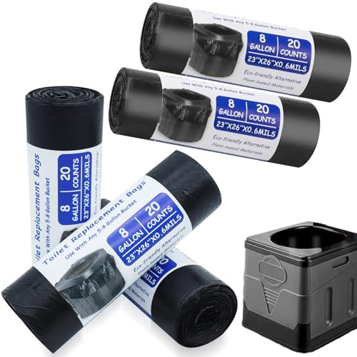 100 Stück Toilettenbeutel Schwarz Set Biologisch Abbaubare Toilettenbeutel Beutel für Campingtoiletten Wasserdichte Trenntoilette Zubehör für Mobile Toiletten Wandern Reisen
