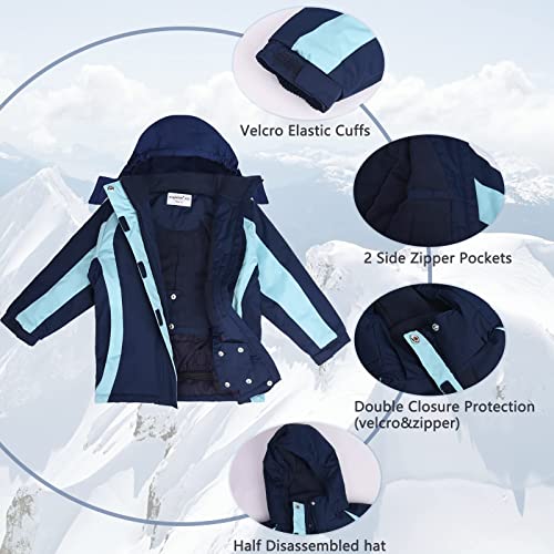 Yingjielide Girl's Waterproof Ski Jackets,Kids Warm Winter Snow Coat,Fleece Lined Hooded Outerwear,Snowboarding Windproof Navy 5-6 Years #TOP3