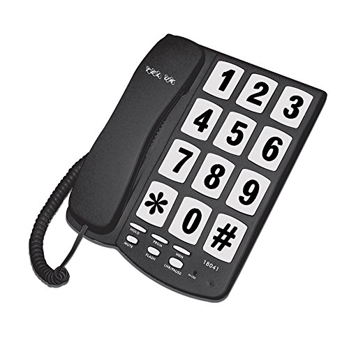 TEL UK New Yorker Big Button Corded Telephone - Black