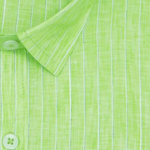 Image of GHPC Cotton Linen Striped Half Sleeves Regular Fit Formal Shirt for Men