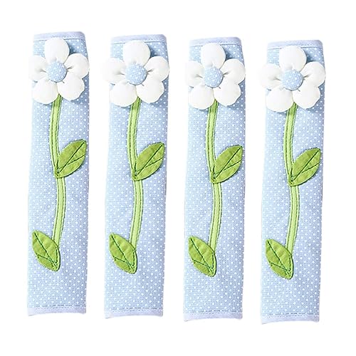 NUOBESTY 4 piezas Fundas para Tiradores de Frigorífico y Horno Microondas Antielectrostáticas y Protectoras Color Azul para Cocina y Electrodomésticos Domésticos