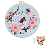 Topapfo Bee Embroidery Kit for Beginners, Stamped Pattern Cross Stitch Kits for Adults Needlepoint Craft with Hand Embroidery Instructions Hoops Threads