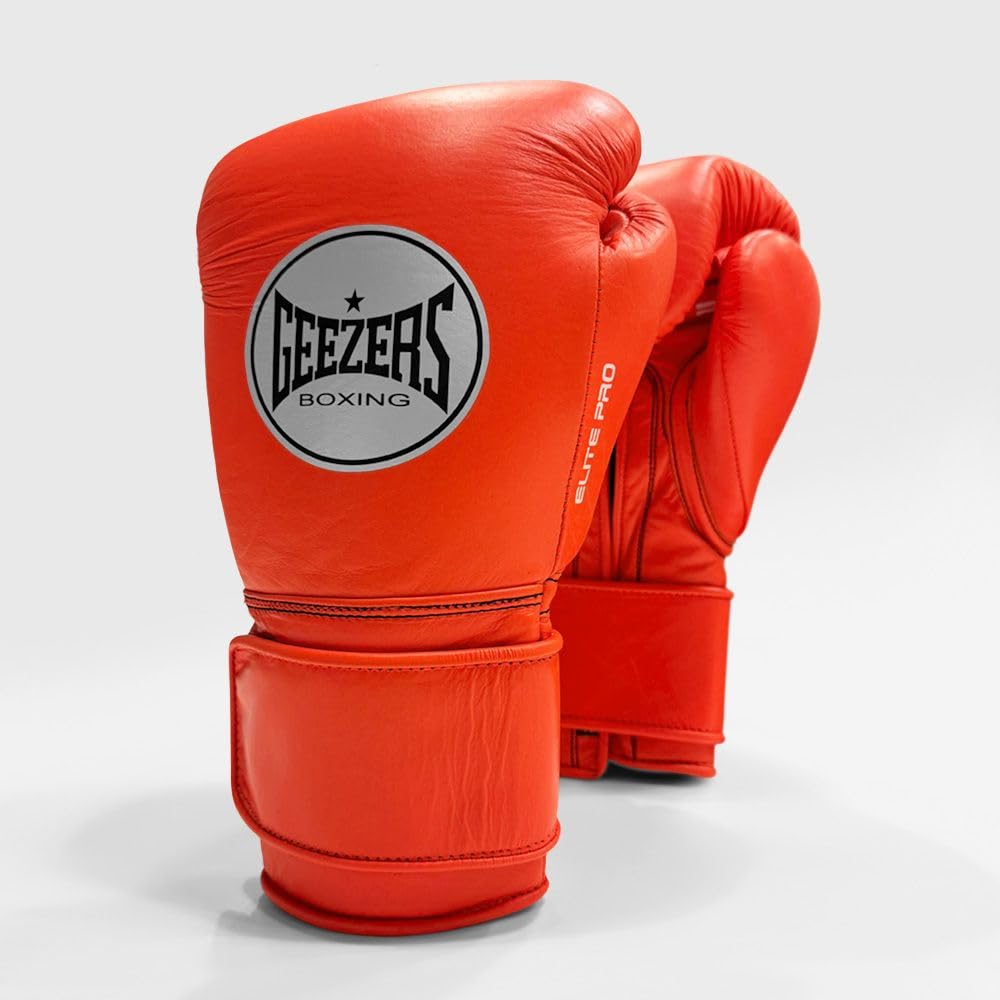 Geezers Boxing Elite Pro 2.0 Hook & Loop Sparring/Training Gloves - Mens, Womens Boxing Hook & Loop gloves - sparring gloves - ideal for heavy duty punch bags (Lumi Orange, 16oz) โ image 1