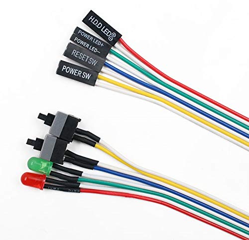 Image of Slim ATX PC Computer Motherboard Power On Off Reset Push Button Switch Cable with LED Light (65 cm)