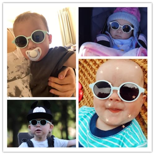 One to four years old Baby Silical Gel Glasses UV400 Protection Polarized Strap Baby Girl Flexible Sunglasses with Free Silicone Rope,C6 Free Rope,0,24 Month D9012