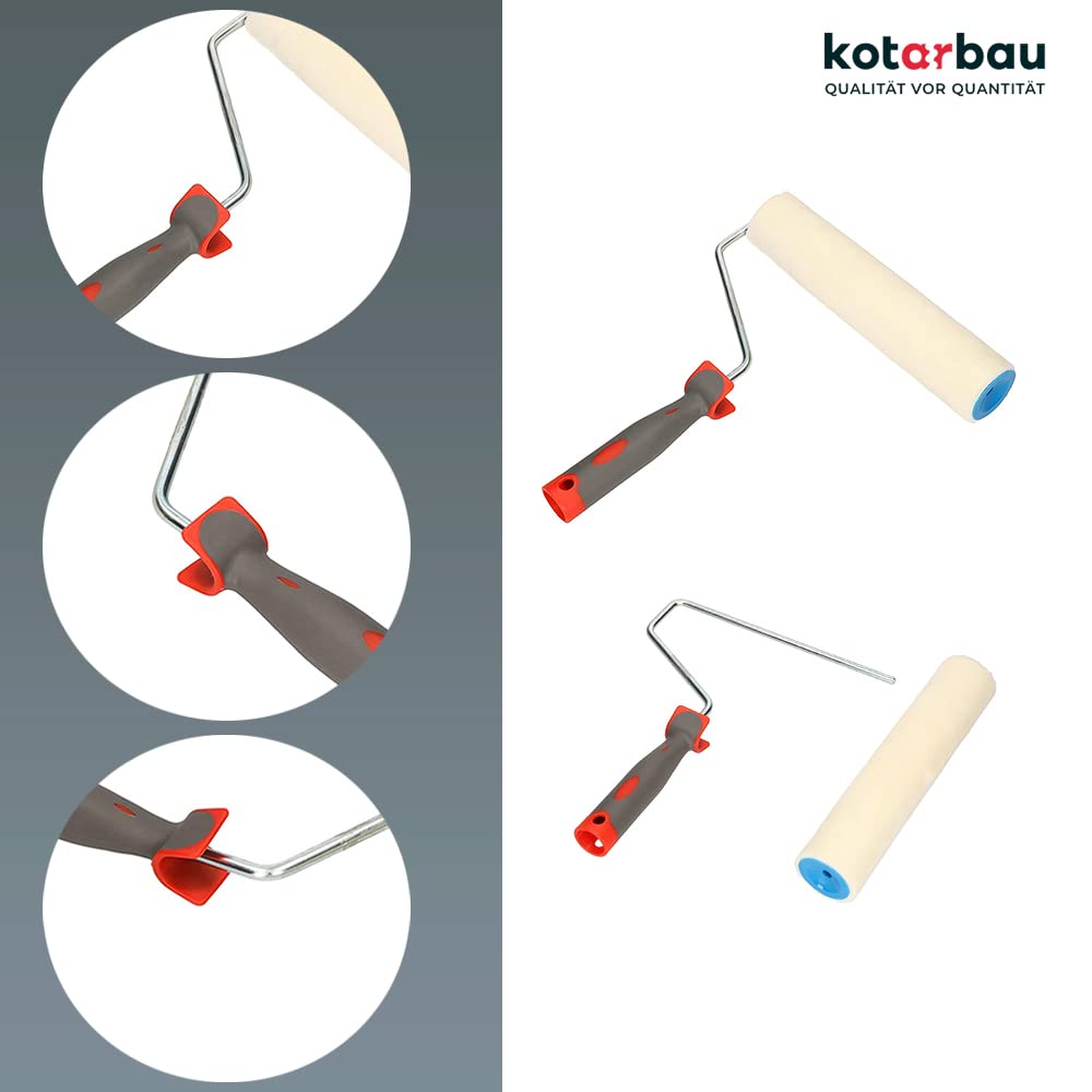 KOTARBAU 5er Set Velours-Farbroller 250 mm mit Gummigriff Farbwalze Pinsel Walzenbürste Rollerwalze Rollerpinsel für Anstricharbeiten und Renovierung