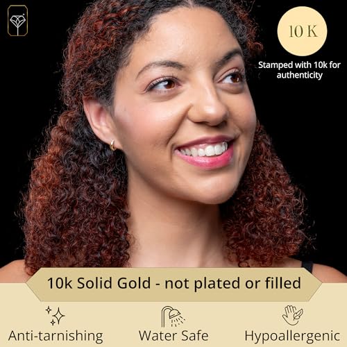 Small Solid 10k Gold Hoop Earrings for Women 3mm Wide | Gold Hoop Earrings in 12mm, 15mm & 18mm Diameter | Hypoallergenic Bold Real Gold Hoops by MAX + STONE2