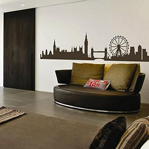 London Skyline Wall Decal London Skyline Silhouette Wall Sticker England City Wall Decor Wall Graphic Home Art Decoration Dark Brown Cover