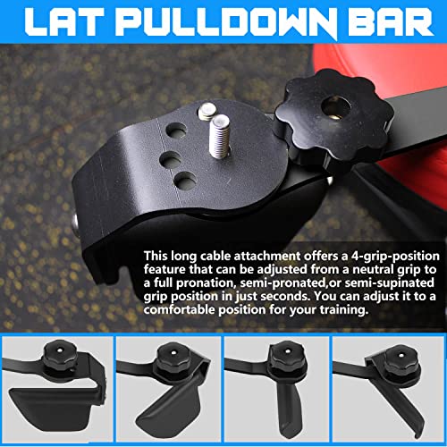 Image of Adjustable Lat Pull down Bar, Cable Machine Attachments for Gym, Home Gym Fitness T-bar Row Pulldown Attachments, Lat Pull Down Machine Wide Grip Neutral Grip Handle