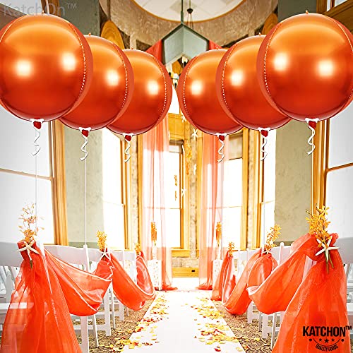 Image of KatchOn, Orange Balloons - Big, 22 Inch, Pack of 6 | 4D Foil Metallic Balloon for Birthday Decorations, Orange Party Decor | Baby Shower Decorations, Basketball Party Decorations, Wedding, Graduation