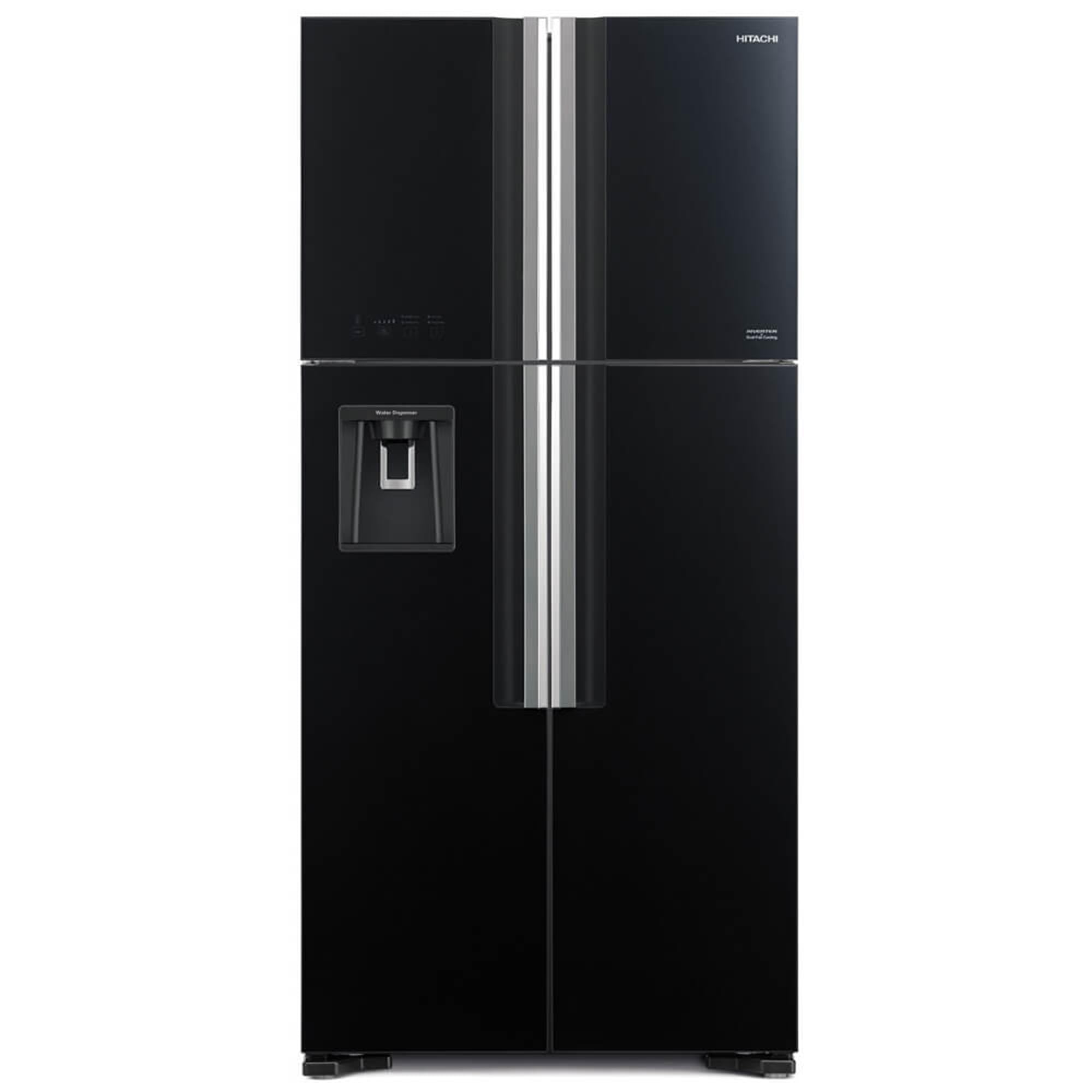 Hitachi 760L Gross Side By Side 4 Doors Premium Refrigerator, RW760PUK7GBK, 10 Year Warranty on Inverter Compressor, French Door, No Frost Fridge, Dual Fan Cooling, Movable Twist Ice Tray, Glass Black