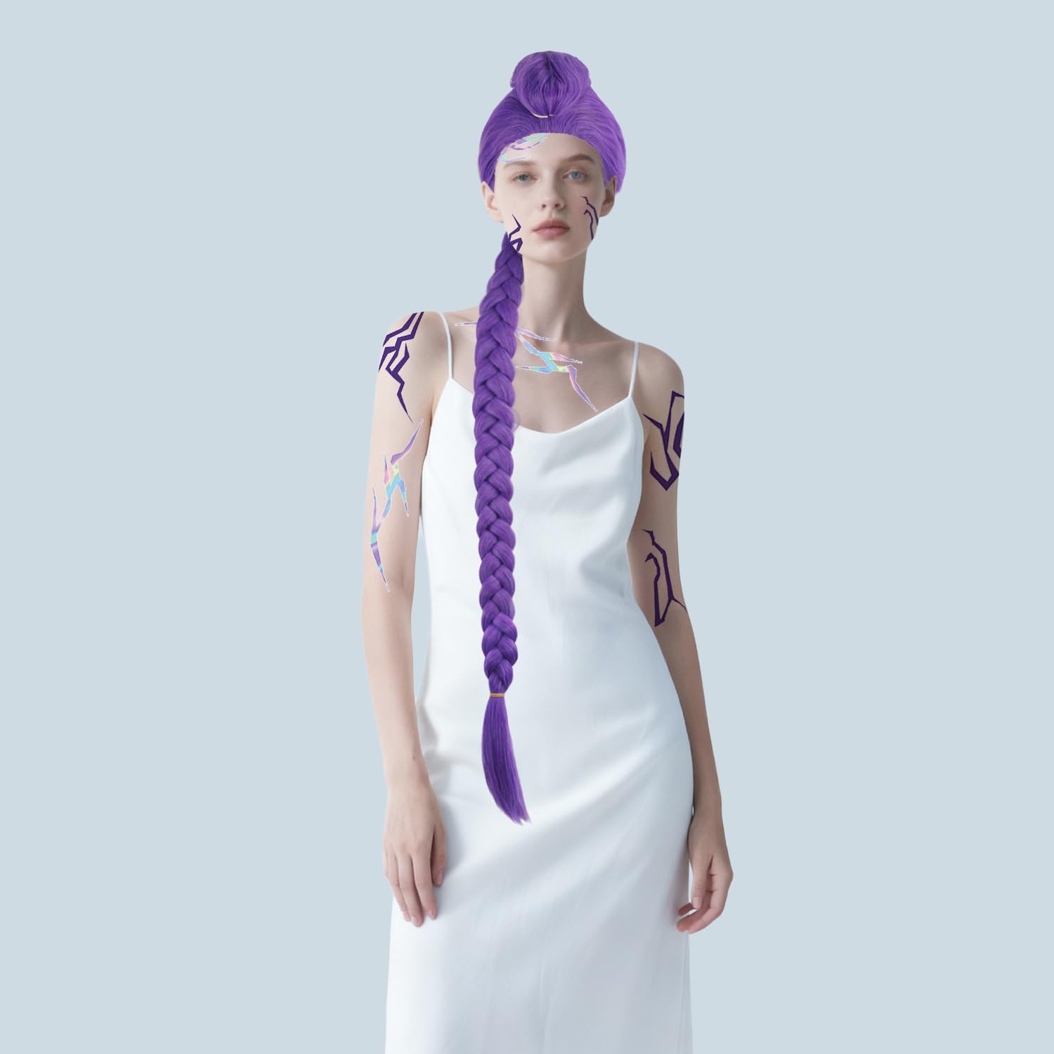 Rumi - Costume da cacciatore per, parrucca con treccia viola, anime cosplay costume, Halloween, carnevale, giochi di ruolo
