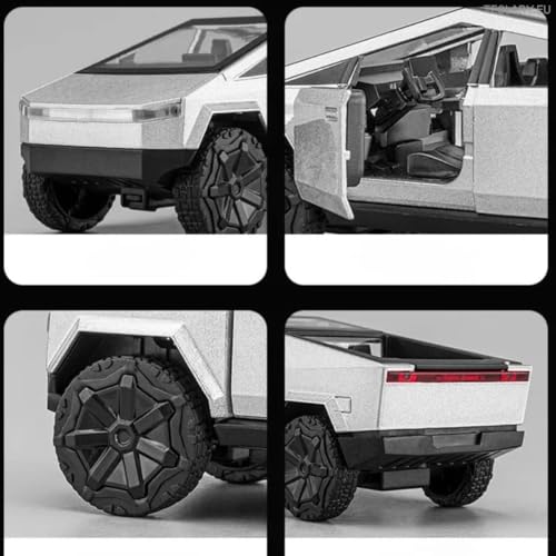 Image of Tesla Cyber Truck 1:36 Model Car Exclusive Alloy Metal Pull Back Die-cast Car Diecast Metal Toy car with Openable Doors & Light Music Best Gifts Toys Kids [Color As Per Stock]