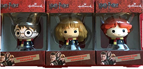 HARRY POTTER Set of 3 Hallmark, Ron Weasley & Hermione Granger Ornaments