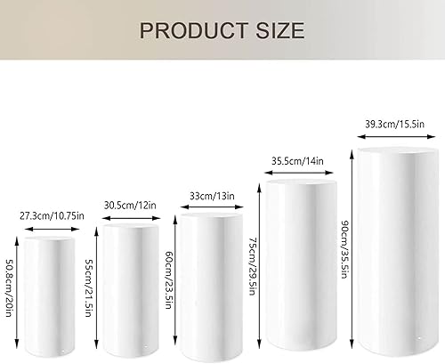 Miniatura 3 de Soportes cilíndricos para fiestas, soportes de pedestal cilíndrico de 0.079 pulgadas para fiestas, paquete de 5 soportes de pedestal de metal blanco