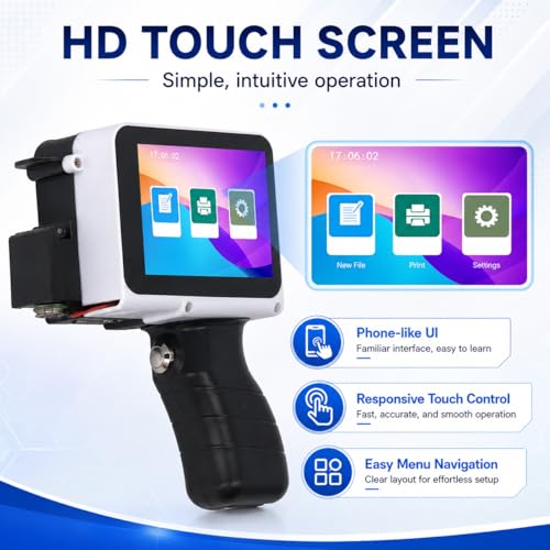 Handheld Tintenstrahldrucker, Handheld Drucker 12,7 mm Tintenstrahldruckmaschine für Barcode Datumsetiketten, Chargennummern, Unterstützt Mehrsprachige Materialien