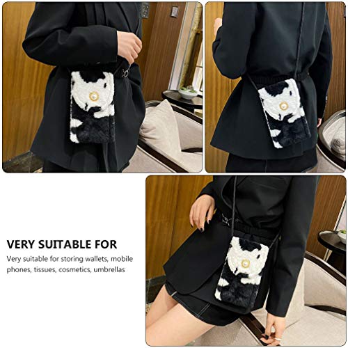 KESYOO Bolsa de Ombro de Pelúcia Com Padrão de Vaca Bolsa de Telefone para Viagem Ao Ar Livre Crossb