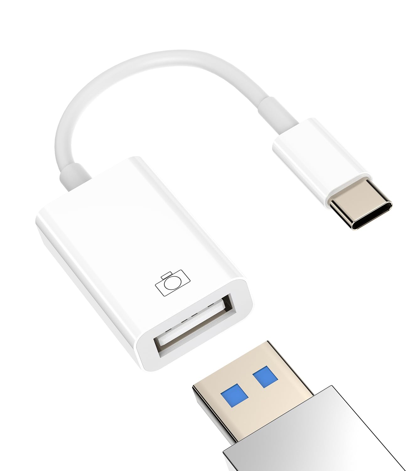 USB-C to USB A Dongle Type C OTG 3.0 Cable Adapter Thunderbolt Port Converter compatible for Samsung for Apple for iPhone15 Pro Max Plus for iPad10、Air4/5、Mini6、12.9 Macbook Camera memory Mouse