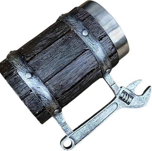 GEBYUI 木製ビールカップ・マグカップセット レトロスタイル設計 600ml 大容量 304 ステンレススチール食品級内胆 パーソナライズ樹脂装飾部付き 家庭用・パーティー装飾・クリスマスギフト最適 ビール・ワイン・紅茶多?品対応?