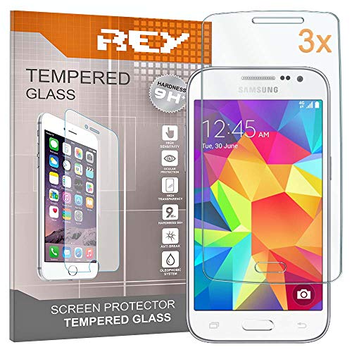 REY [Lot de 3] Verre Trempé pour Samsung Galaxy Core Prime G3606, Protecteur d'écran qualité supérieure