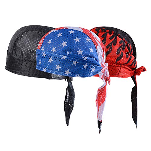 Manooby 3 PCs Diademas de Ciclismo Pañuelo de Cabeza Bufanda Sombrero Pirata Anti-Solar Turbante Elástico Deportivo para Hombre y Mujer