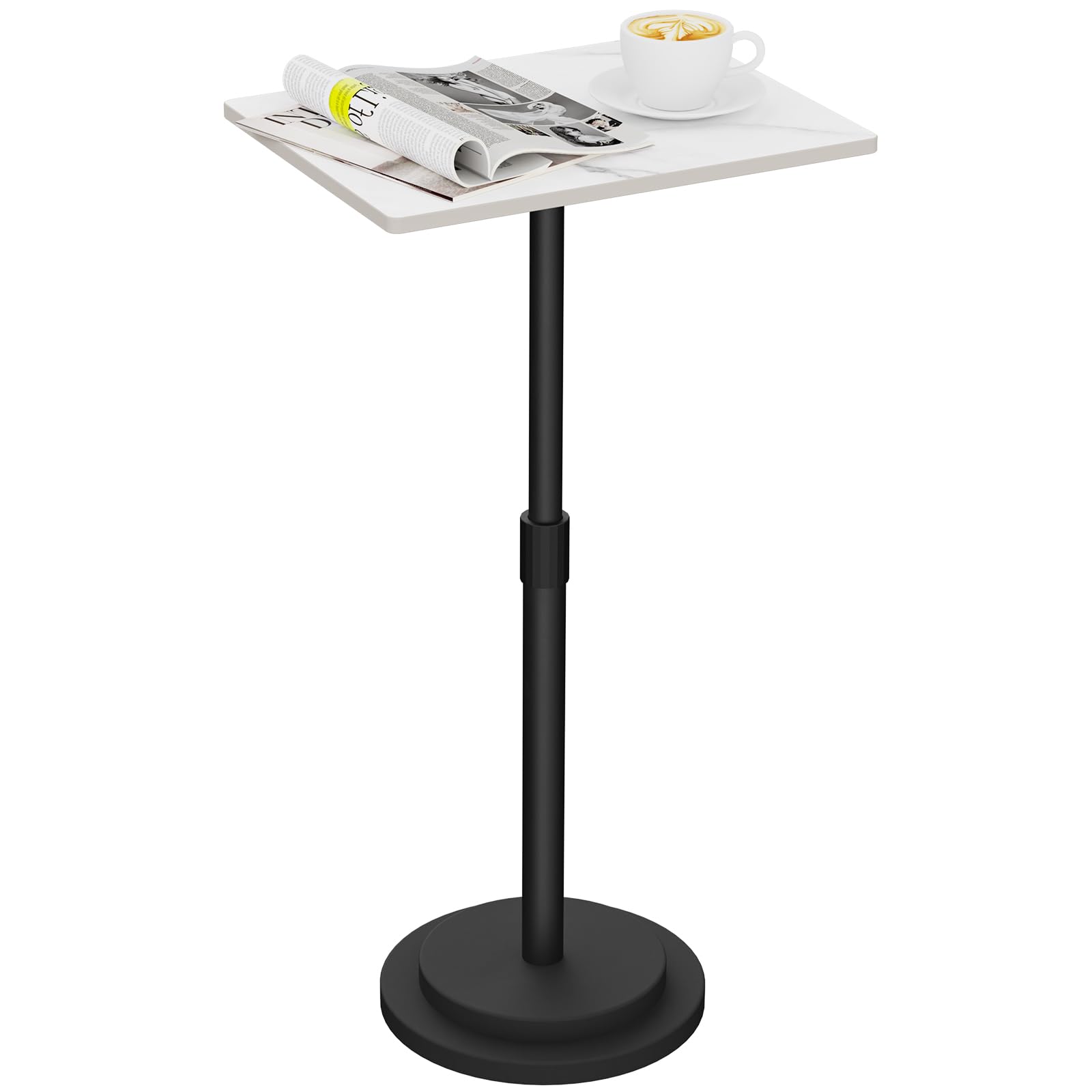 Rectangle Drink Table, Height Adjustable Pedestal Table, White