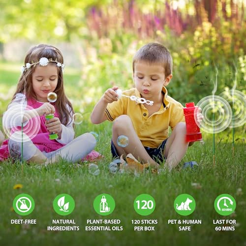 BugBai® Mosquito Repellent Outdoor Patio, 240 PCS Natural Plant-Based Citronella Oil Incense Sticks Indoor Home Pet Family Safe, DEET Free Bug Insect Control Repellent for Yard Garden Camping Fishing3