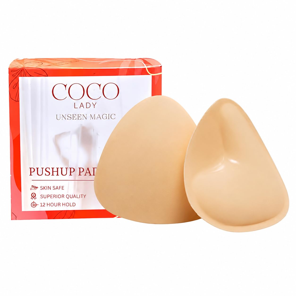 Premium Sticky Pushup Bra Pad Inserts for Women | Reusable Adhesive Cups for Instant Lift & Volume| Skin-Friendly, Seamless Fit, Sweatproof | for Backless, Strapless Outfits | Nude, 1 Pair-image-28