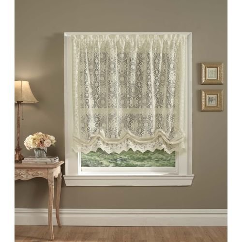 LORRAINE HOME FASHIONS Hopewell Lace Window Shade, 58-Inch by 63-Inch, Cream