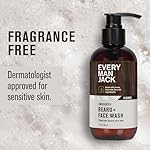 Every Man Jack Unscented Beard + Face Wash - Fragrance Free for Sensitive Skin - Naturally Cleanse and Condition Your Beard and Skin - 6.7-ounce (2 pack) - Image 3