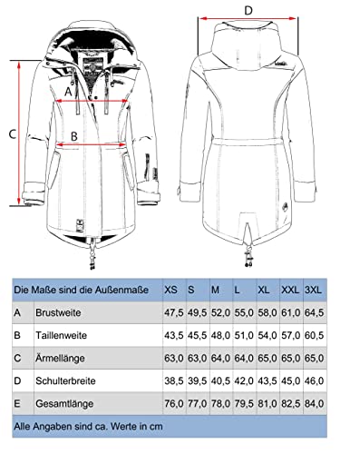 MARIKOO Damen Übergangsjacke Softshellmantel mit Kapuze Zimtzicke Grau Gr. XS