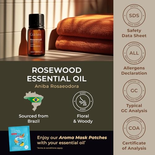 Image of 100% Pure Rosewood Essential Oil - 0.34 Fl Oz - Rosewood Oil for Hair, Skin, Diffuser, Aromatherapy & DIY Candle Making Scent