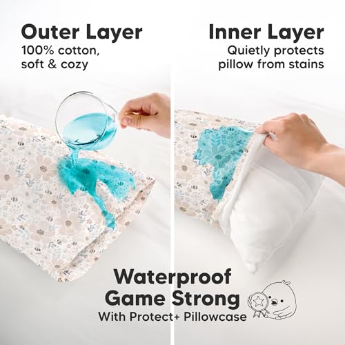 Image of KeaBabies 13x18 Waterproof Toddler Pillowcase, 1pk Pillow Case (Flora Vale) | Soft Waterproof Toddler Pillow Protector Cover for Kids, Boys, Girls, Machine Washable, Small Travel Pillow Sold Separately