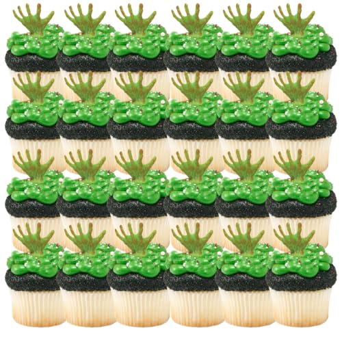 Halloween Party Tombstone Graveyard Grabbing Hands Spooky Cupcake Picks - 24 pcs