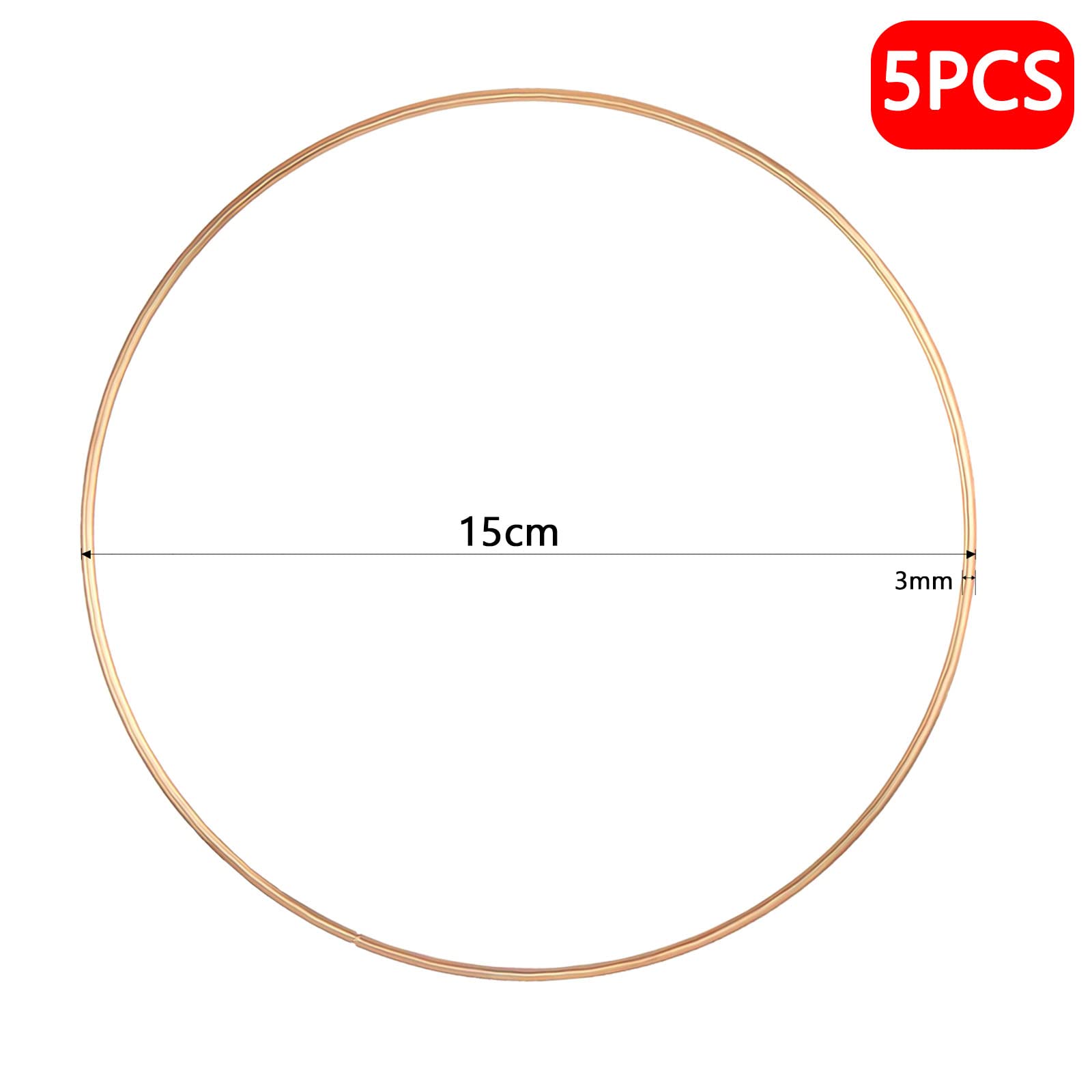 Anvin Confezione da 5 anelli in metallo da 15 cm, grandi cerchi in acciaio macramè, anelli rotondi per acchiappasogni, festival, ghirlande, progetti fai da te e artigianato (oro rosa, diametro 15 cm)