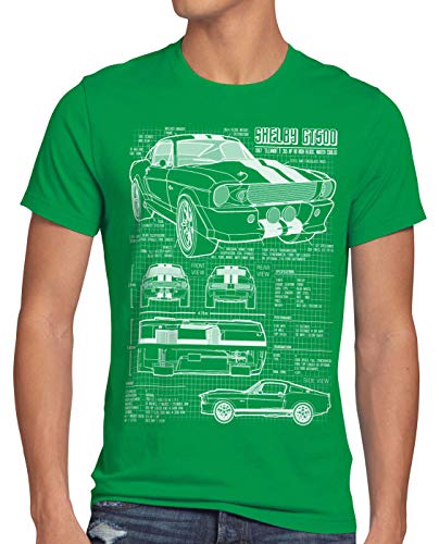 Style3 GT 500 Cianografia T-Shirt da Uomo Mustang