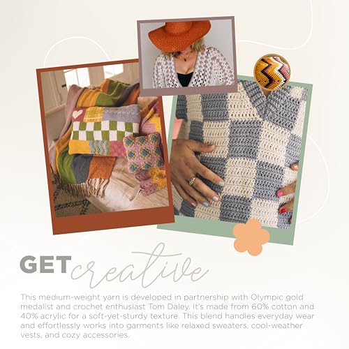 Image of Lion Brand Yarn Made with Love The Cottony One Yarn for Crocheting, Knitting, and Crafts, Sage, 3 Pack