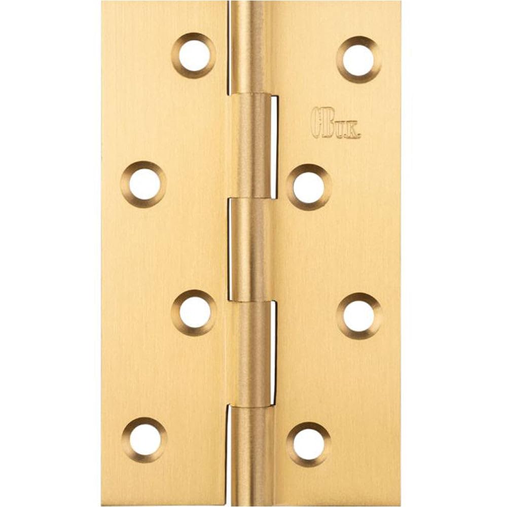 Loops Satin Brass 102 X 60 X 2Mm Solid Drawn Brass Butt Hinge - Cupboard Cabinet Door Fixing