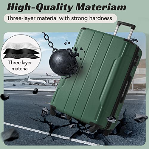 Merax Luggage Set 3 Piece Expandable Lightweight Spinner Suitcase with Corner Guards (Green, 20/24/28)4