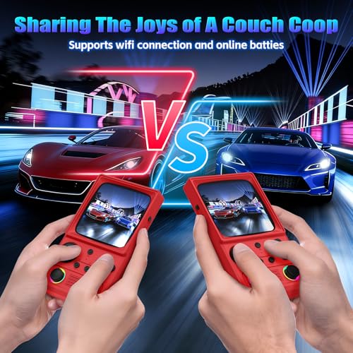 Image of R36TMAX Retro Handhled Game Console, 4.0 Inch Retro Gaming Console with 4000mAh Battery, 64GB Preloaded with 18000+ Video Games, Portable Retro Game Console Supports WiFi Networked Fighting, Red