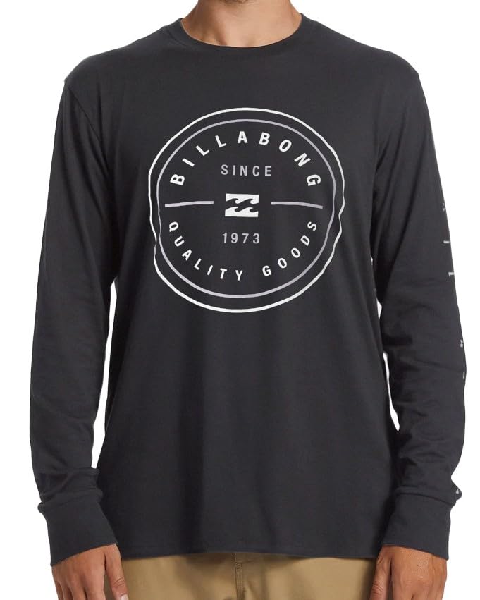 Billabong Big and Tall Long Sleeve T Shirts for Men - Cotton Graphic Tee Shirts Black