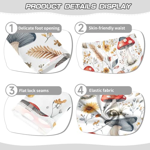 Flowers Snail Watercolor Red Mushroom Girls Leggings Kids Yoga Pants Dance Active Tights 4T3