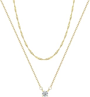 Dainty 14k Gold Plated/Silver Cubic Zirconia Necklaces for Women, Simple CZ Jewelry Necklaces Trendy Gifts