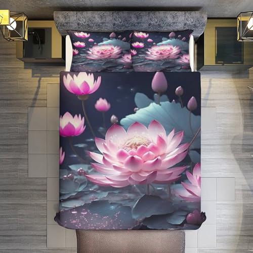 Housse de couette 220x240cm en microfibre supérieure Lotus parure de lit 3 pièces haute densité - 5