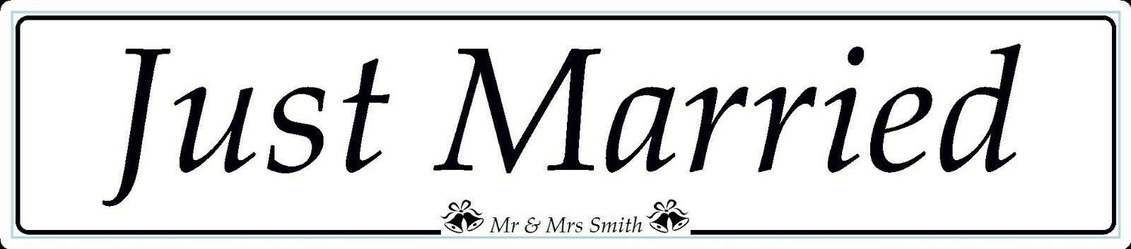 Yelacecca Just Married Personlised Novelty Wedding Car Number Plates Gift Show cutomised Metal Aluminum street Sign 10x40 cm