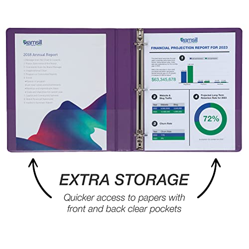 Image of Samsill Durable 1 inch 3 Ring Binder, D Ring Binder, 100% Recycled Chipboard, Purple