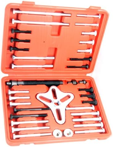 HFS (R) 46 Pcs Harmonic Balancer Puller - Gear Puller, Crank Shaft Pulley, Steering Wheel Kit Pulley Yoke Crank, Storage Case