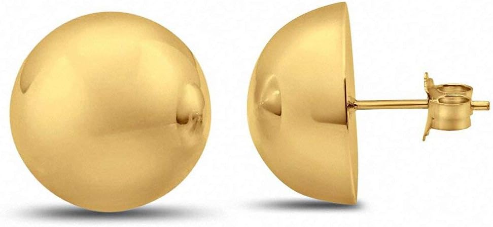 16mm Half Ball Moon Stud Earrings 925 Sterling Silver Choose Color