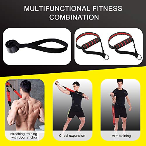 Portable Exercise Bar Kit, Upgraded Version Of Detachable Pilates Bar, 60-180Lbs Anti-Breakage Adjustable Resistance Band, Barbell Training Device, Full Body Strength Training Equipment (180Lbs) #TOP5