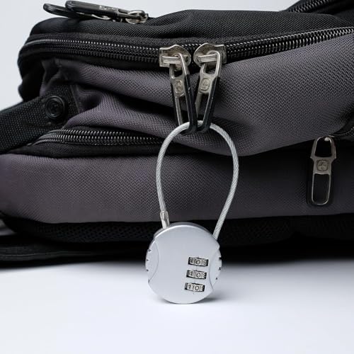 Image of 3 Digit Travel Luggage Combination Lock, Gym Padlock Mini Combination Waterproof Resettable Bag Luggage Gate Padlock Outdoor for School Locker Backpack Travel Toolbox Storage (Silver)